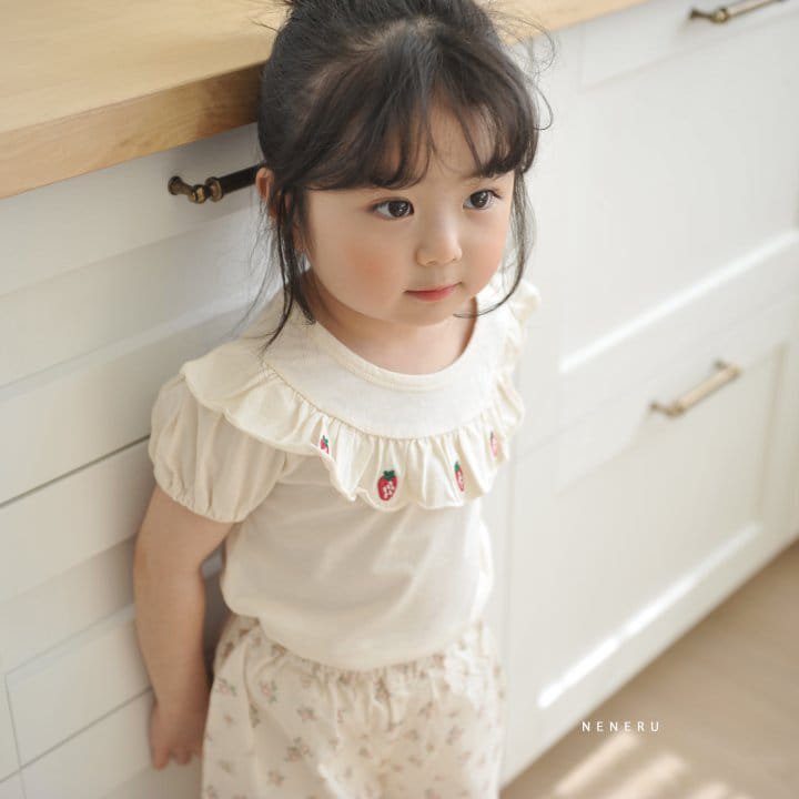Neneru - Korean Children Fashion - #magicofchildhood - Strawberry Embroidery Tee - 3
