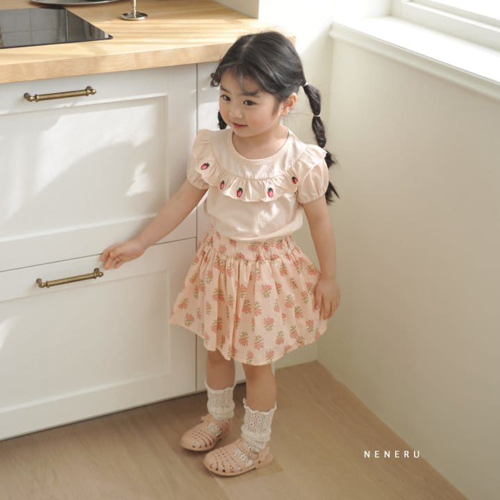 Neneru - Korean Children Fashion - #prettylittlegirls - Strawberry Embroidery Tee - 5