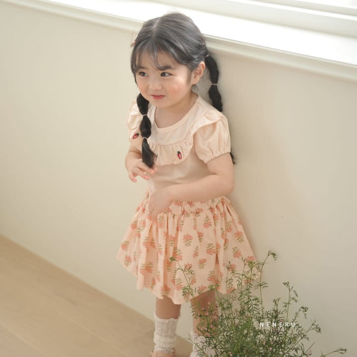 Neneru - Korean Children Fashion - #toddlerclothing - Strawberry Embroidery Tee - 7