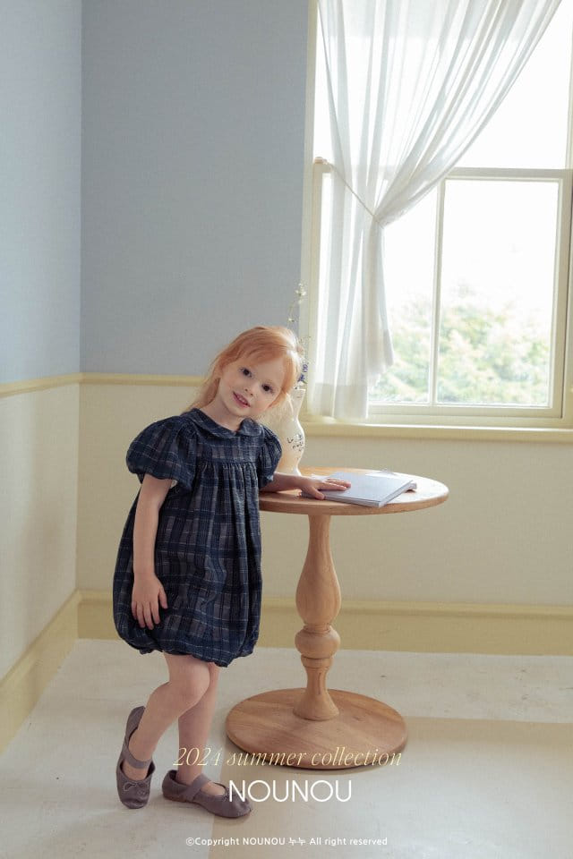 Nounou - Korean Children Fashion - #kidsshorts - Check Balloon One-Piece - 4