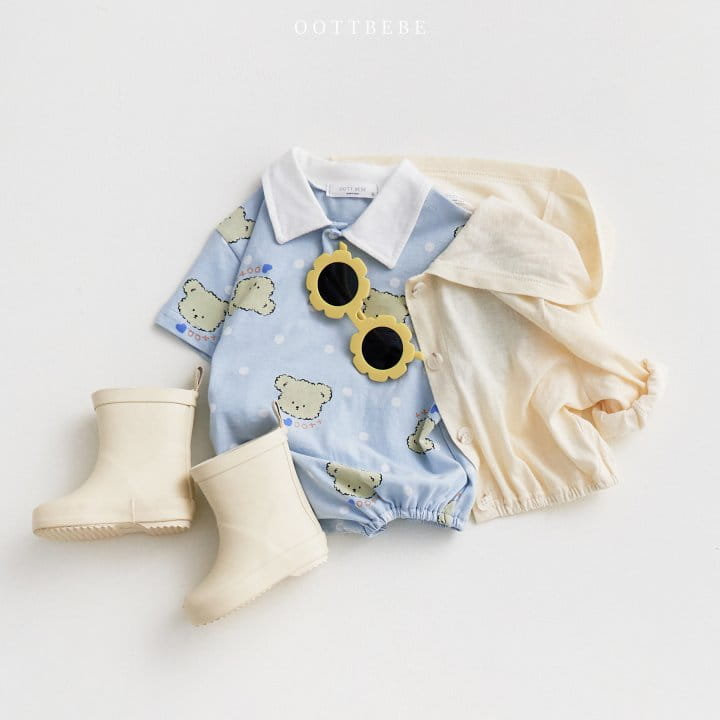 Oott Bebe - Korean Baby Fashion - #babyclothing - Dot Bear Collar Body Suit - 6
