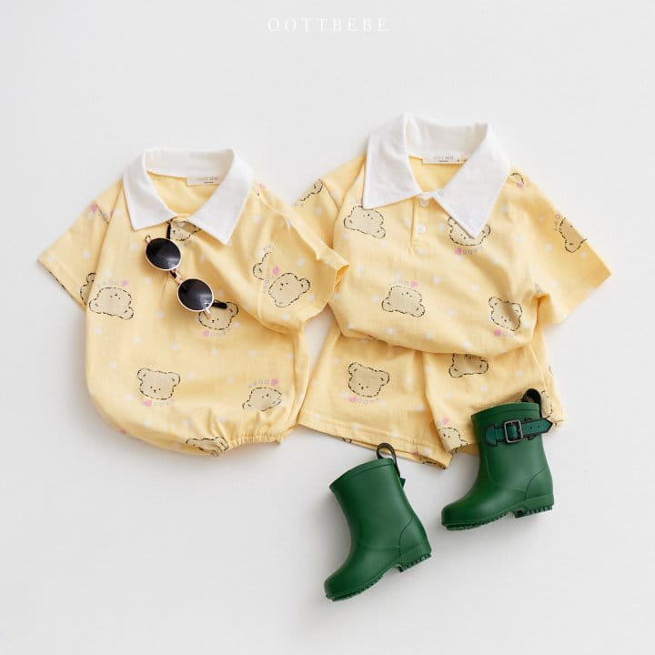 Oott Bebe - Korean Baby Fashion - #babyfashion - Dot Bear Collar Body Suit - 7