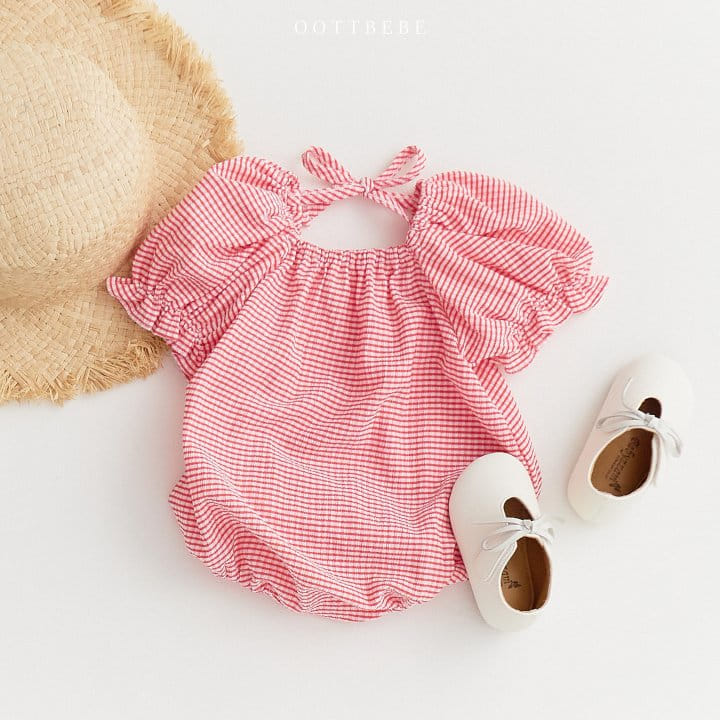 Oott Bebe - Korean Baby Fashion - #babyfever - Check Yoru Body Suit - 2