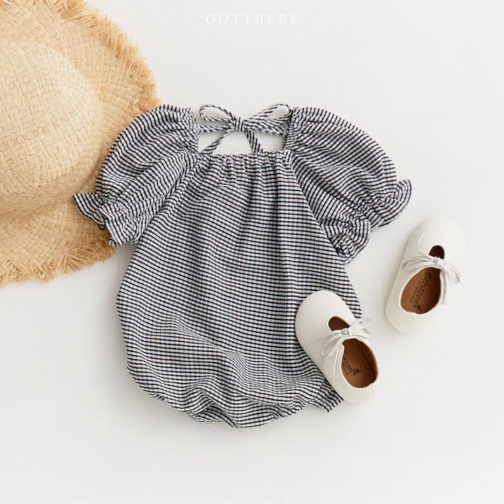 Oott Bebe - Korean Baby Fashion - #babygirlfashion - Check Yoru Body Suit - 3