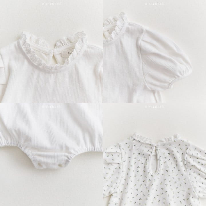 Oott Bebe - Korean Baby Fashion - #babyoutfit - Eyelet Puff Body Suit - 6