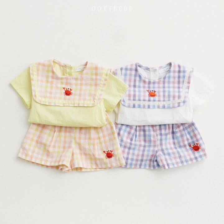 Oott Bebe - Korean Children Fashion - #Kfashion4kids - Crap Collar Top Bottom Set