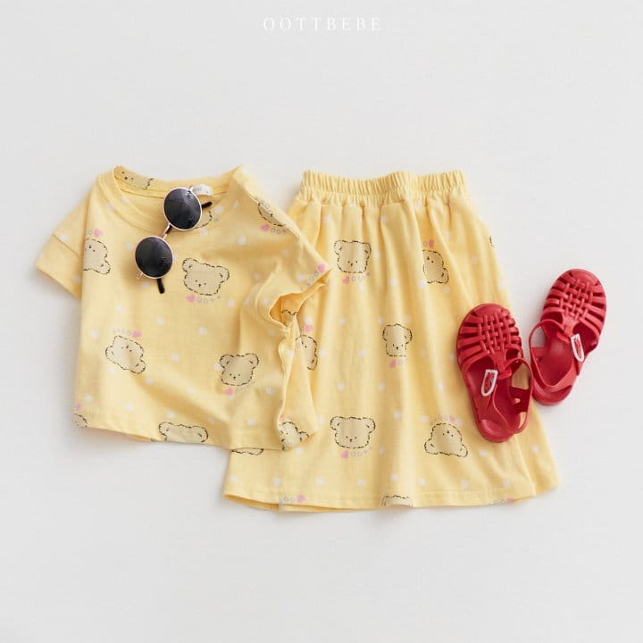 Oott Bebe - Korean Children Fashion - #childofig - Dot Bear Crop Top Bottom Set - 7