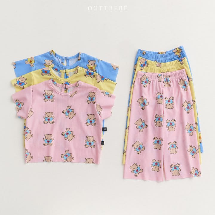 Oott Bebe - Korean Children Fashion - #discoveringself - Bear Pleats Top Bottom Set - 9