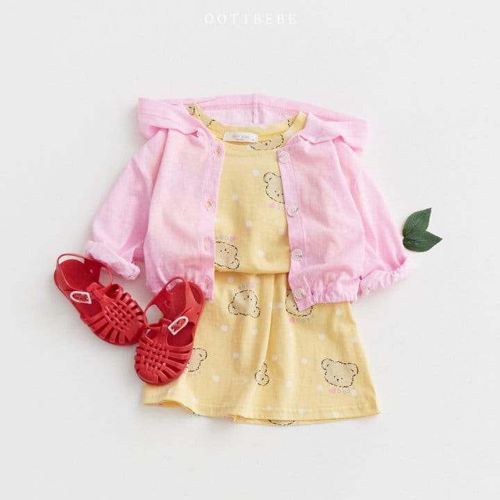 Oott Bebe - Korean Children Fashion - #fashionkids - Dot Bear Crop Top Bottom Set - 11