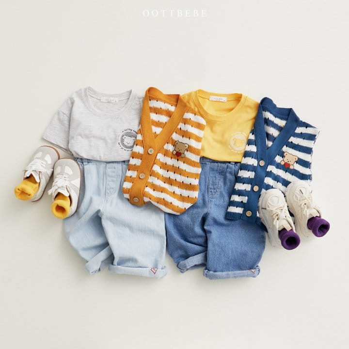 Oott Bebe - Korean Children Fashion - #kidsshorts - Bear Knit Eyelet Vest - 9