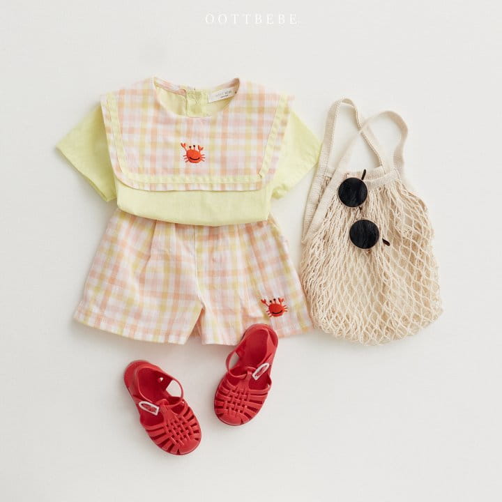Oott Bebe - Korean Children Fashion - #littlefashionista - Crap Collar Top Bottom Set - 2