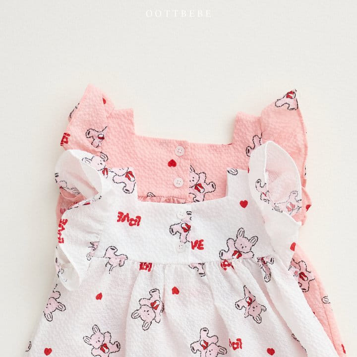 Oott Bebe - Korean Children Fashion - #minifashionista - Love Rabbit Frill One-Piece - 9