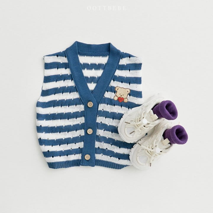 Oott Bebe - Korean Children Fashion - #stylishchildhood - Bear Knit Eyelet Vest - 3