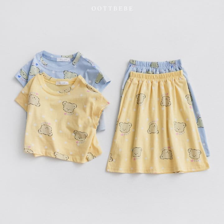 Oott Bebe - Korean Children Fashion - #prettylittlegirls - Dot Bear Crop Top Bottom Set - 4