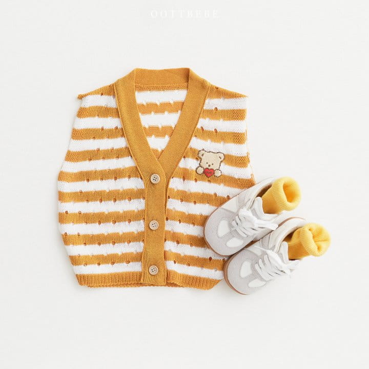 Oott Bebe - Korean Children Fashion - #toddlerclothing - Bear Knit Eyelet Vest - 2