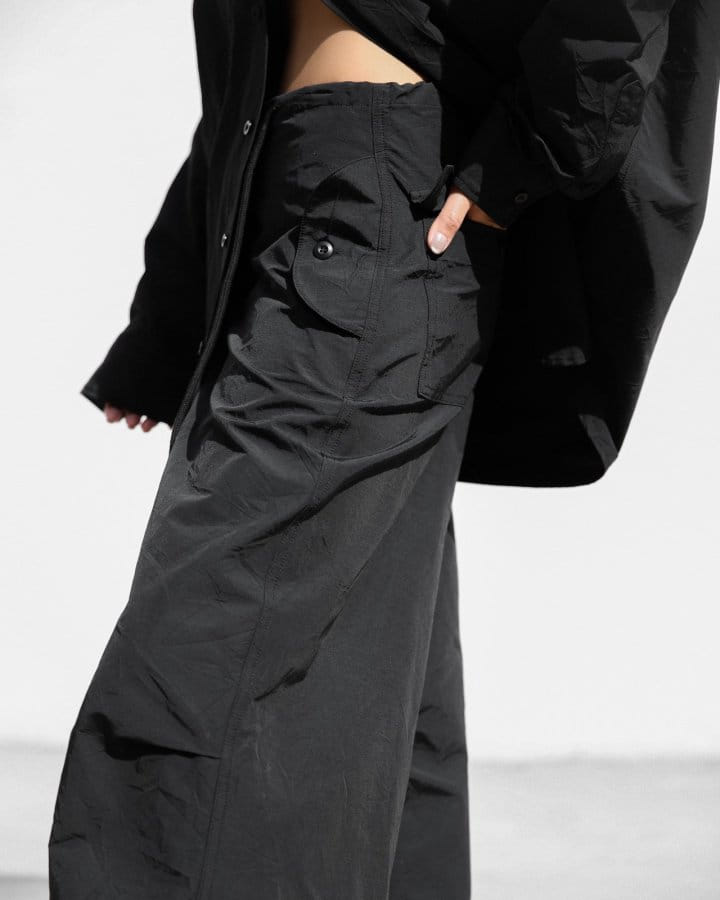 Paper Moon - Korean Women Fashion - #momslook - Wrinkle C Fabric Oversized Drawstring  Trousers - 3