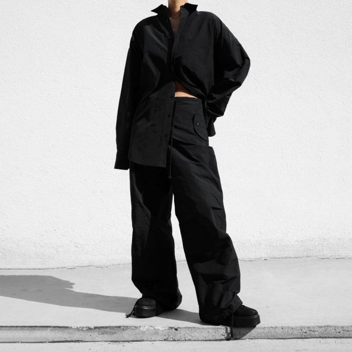 Paper Moon - Korean Women Fashion - #momslook - Wrinkle C Fabric Oversized Drawstring  Trousers - 7