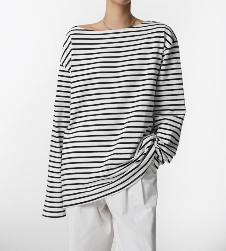 Paper Moon - Korean Women Fashion - #thelittlethings - Boyfriend Fit Striped Boatneck T Shirt - 4
