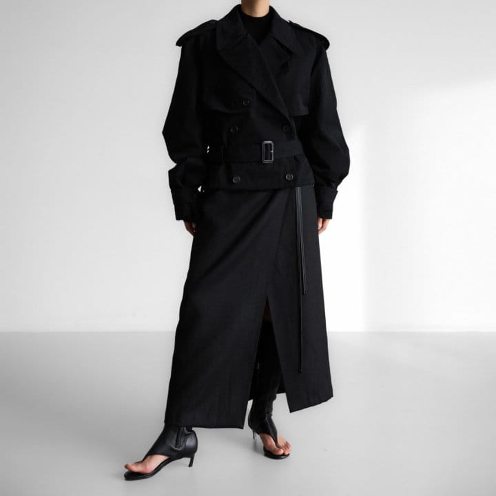 Paper Moon - Korean Women Fashion - #momslook - Oversized Cropped Trench Coat