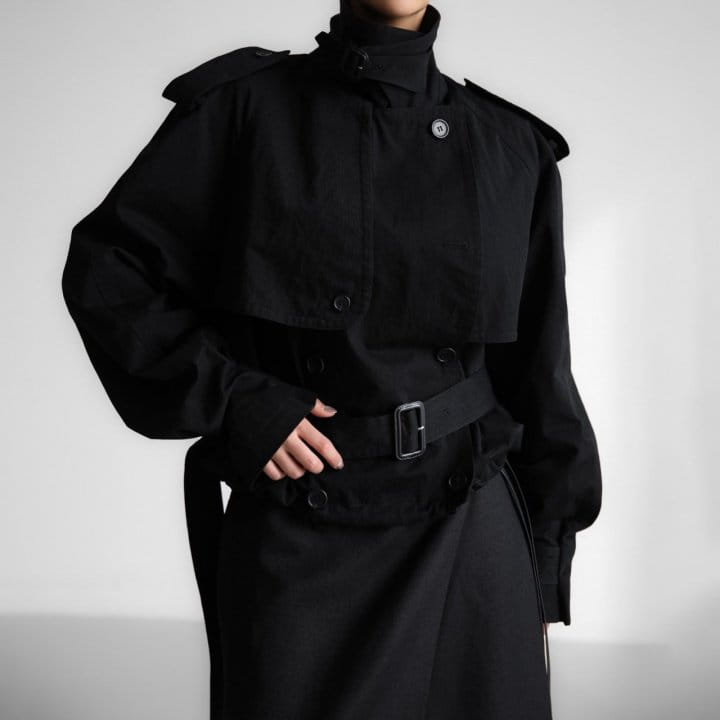 Paper Moon - Korean Women Fashion - #momslook - Oversized Cropped Trench Coat - 3
