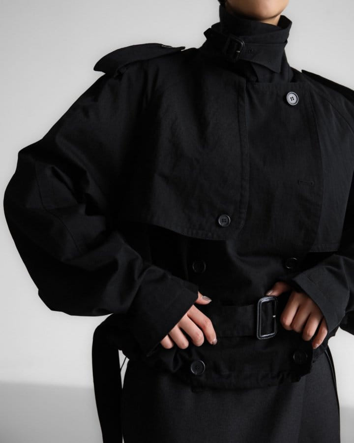 Paper Moon - Korean Women Fashion - #momslook - Oversized Cropped Trench Coat - 5