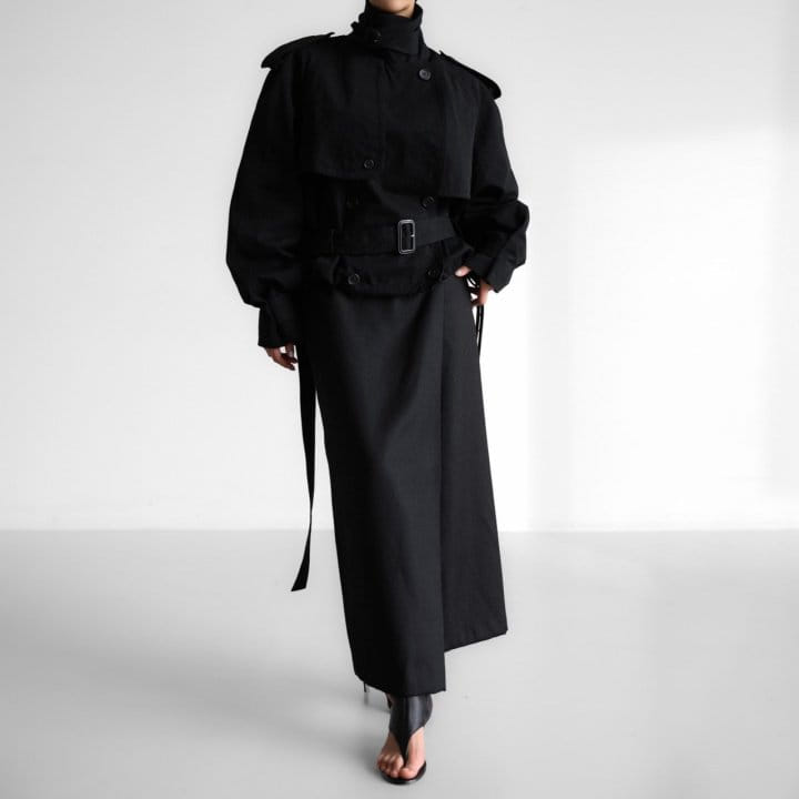 Paper Moon - Korean Women Fashion - #momslook - Oversized Cropped Trench Coat - 7