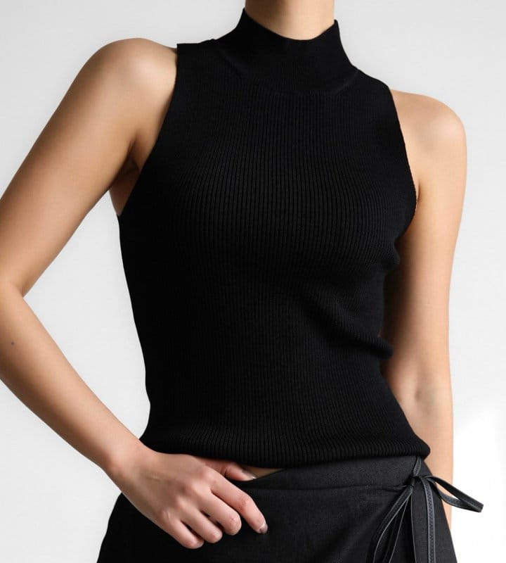 Paper Moon - Korean Women Fashion - #momslook - High Neck Ribbed Seeveless Cropped Knit Top - 3