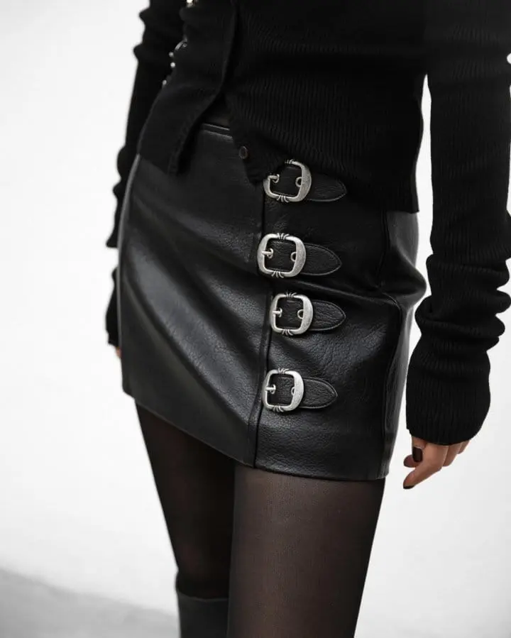 Paper Moon - Korean Women Fashion - #momslook - Vegan L Belt Buckle Detail Mini Skirt