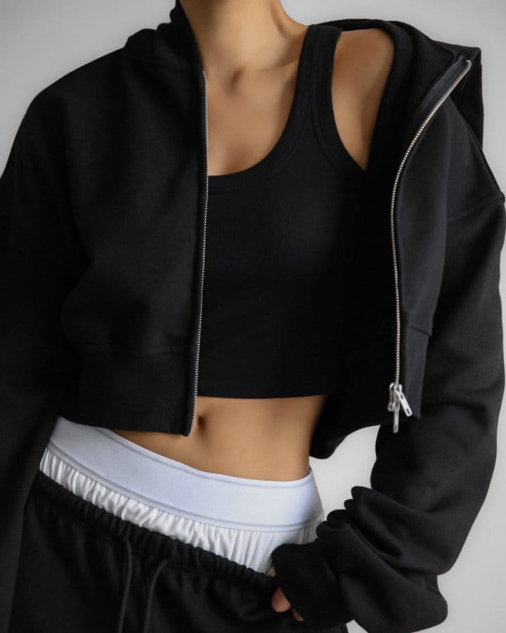 Paper Moon - Korean Women Fashion - #momslook - Stringless  Cropped Two Way Full Zipped Up Hoody - 7