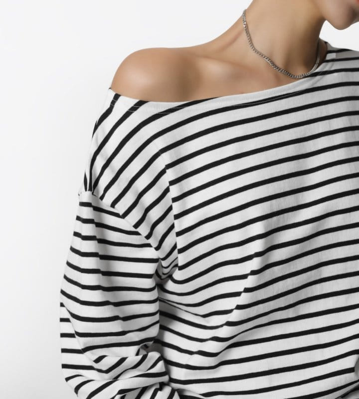 Paper Moon - Korean Women Fashion - #thatsdarling - Boyfriend Fit Striped Boatneck T Shirt - 2