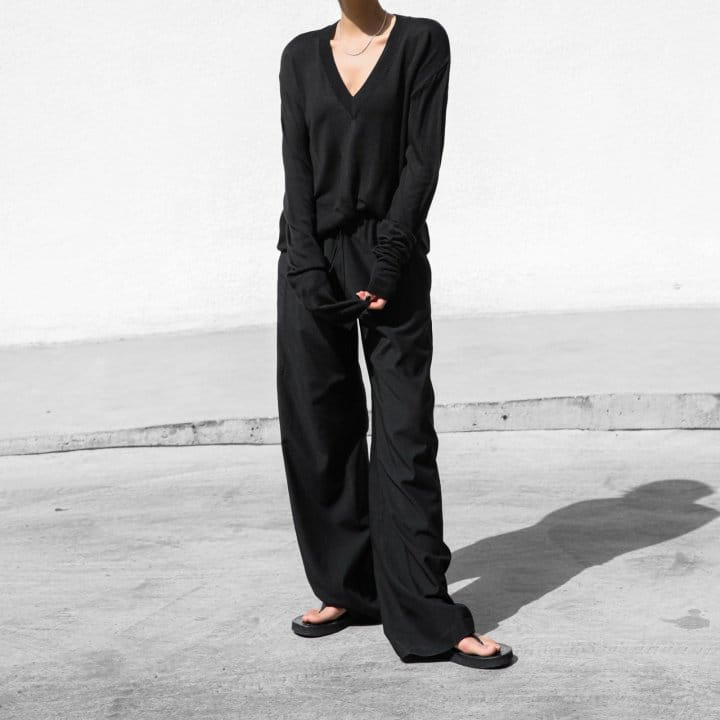 Paper Moon - Korean Women Fashion - #womensfashion - Banded Cozy Wide Trousers - 2