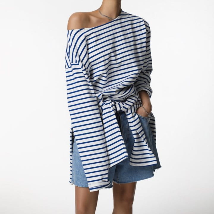 Paper Moon - Korean Women Fashion - #womensfashion - Boyfriend Fit Striped Boatneck T Shirt - 11