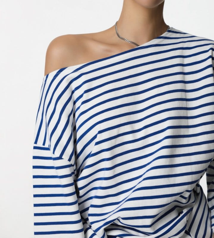 Paper Moon - Korean Women Fashion - #womensfashion - Boyfriend Fit Striped Boatneck T Shirt - 9