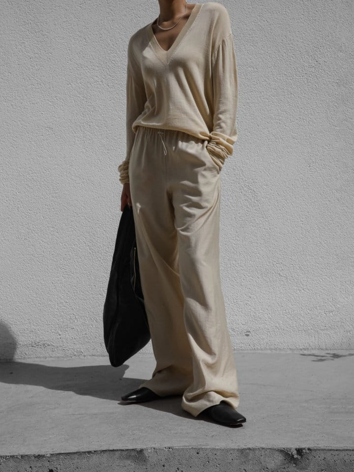 Paper Moon - Korean Women Fashion - #womensfashion - Banded Cozy Wide Trousers - 5