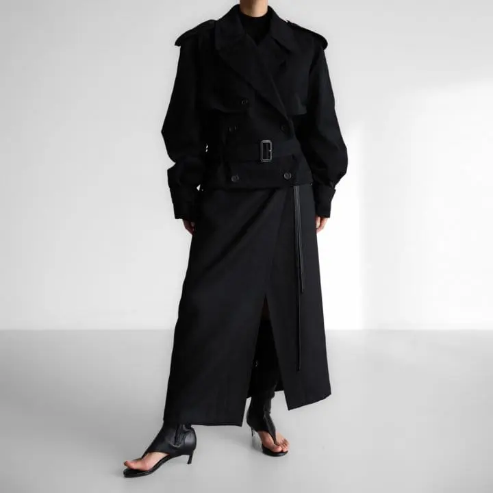 Paper Moon - Korean Women Fashion - #womensfashion - Oversized Cropped Trench Coat - 6