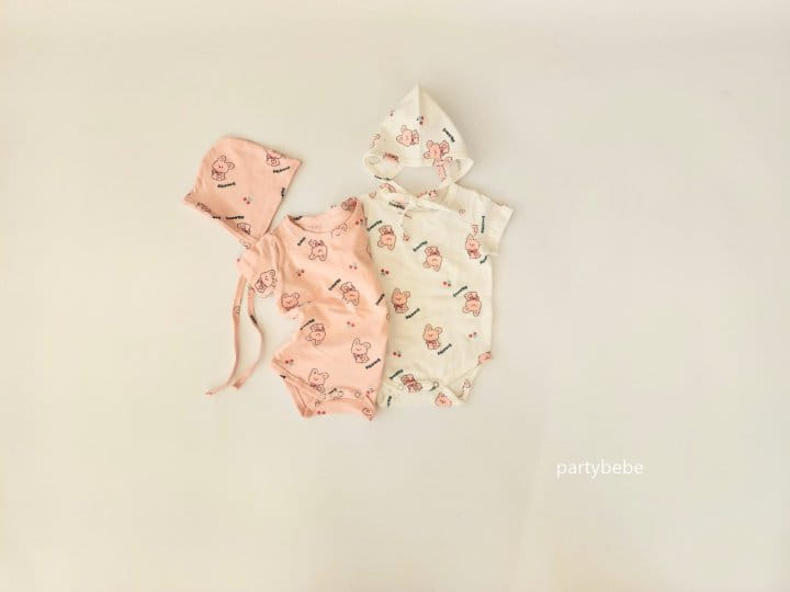 Party Kids - Korean Baby Fashion - #babyclothing - Cherry Rabbit Body Suit