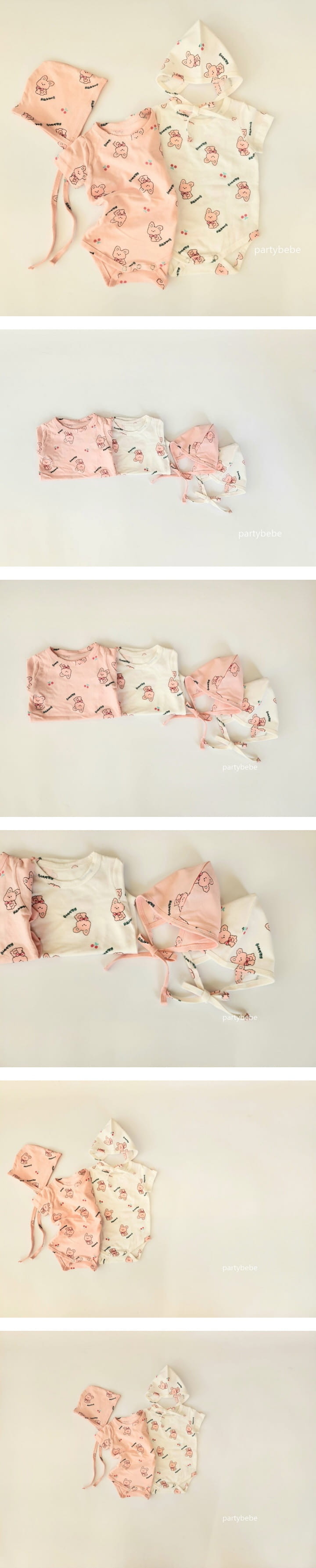 Party Kids - Korean Baby Fashion - #babyfashion - Cherry Rabbit Body Suit - 2