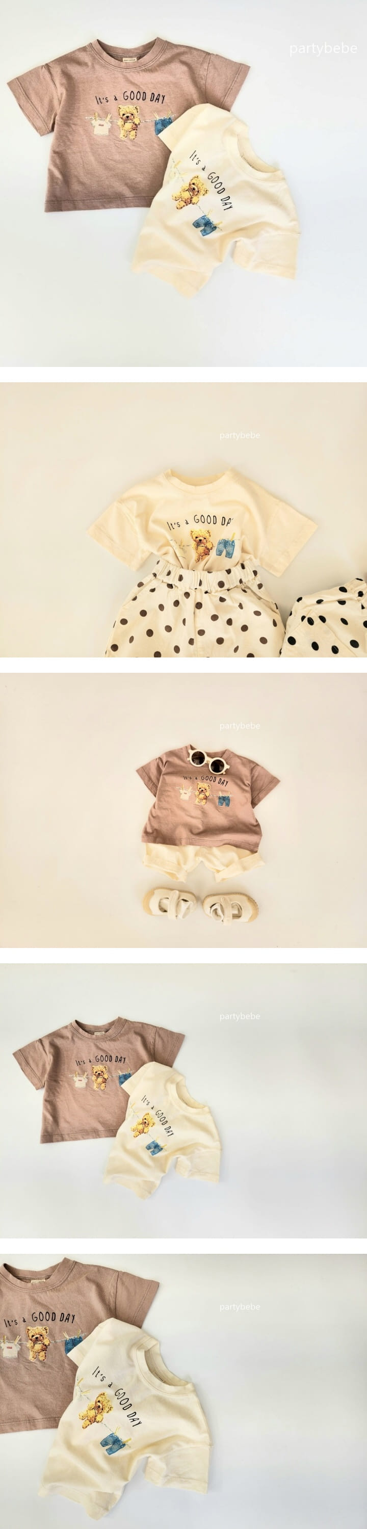 Party Kids - Korean Baby Fashion - #babyoninstagram - Clothes line Bear Tee - 2