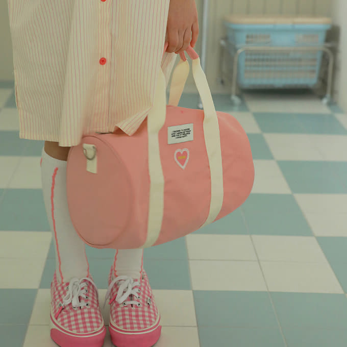 Peach-Cream - Korean Children Fashion - #kidsstore - Wappen Round Shoulder Bag