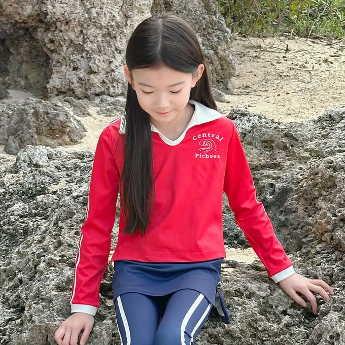 Peach-Cream - Korean Children Fashion - #todddlerfashion - Collar Rash Guard