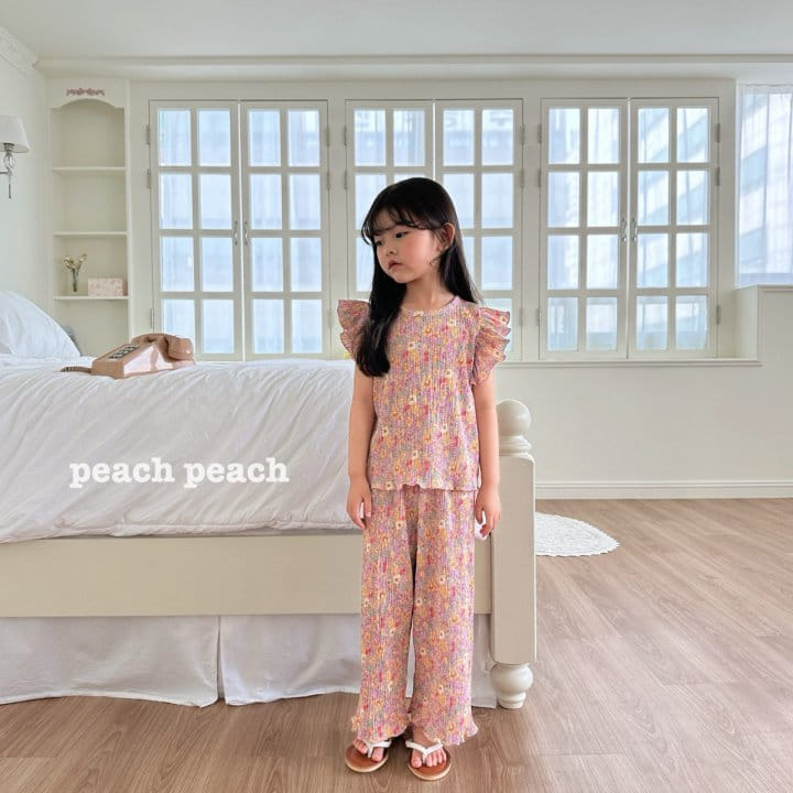 Peach peach - Korean Children Fashion - #discoveringself - Peony Pleats Top Bottom Set - 2