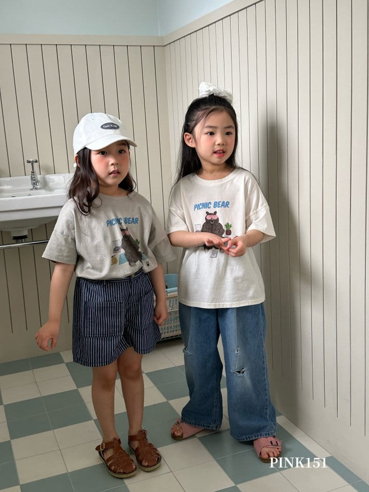 Pink151 - Korean Children Fashion - #childrensboutique - Picnic Bear Short Sleeve Tee