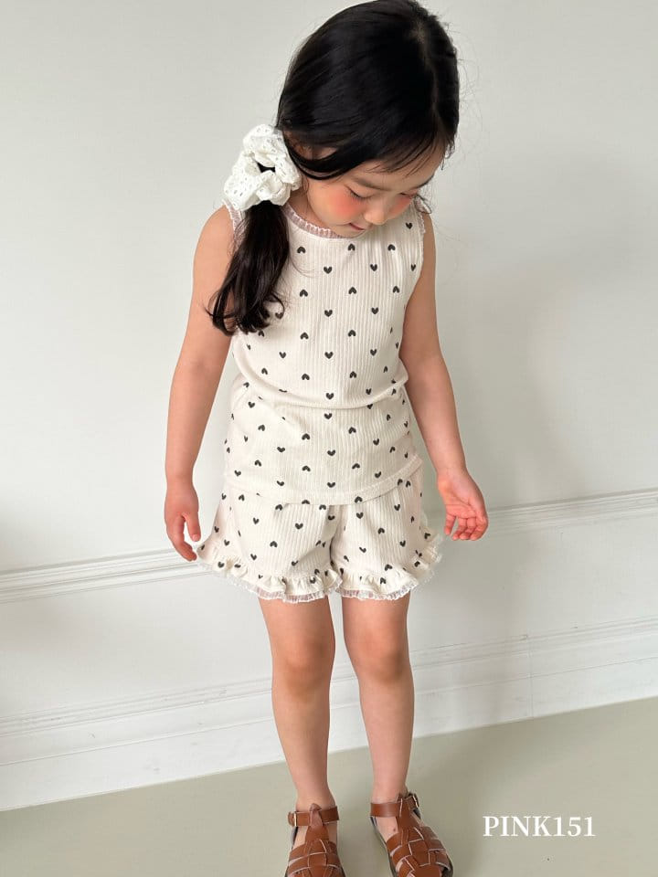 Pink151 - Korean Children Fashion - #discoveringself - Heart Frill Sleevless Tee - 3