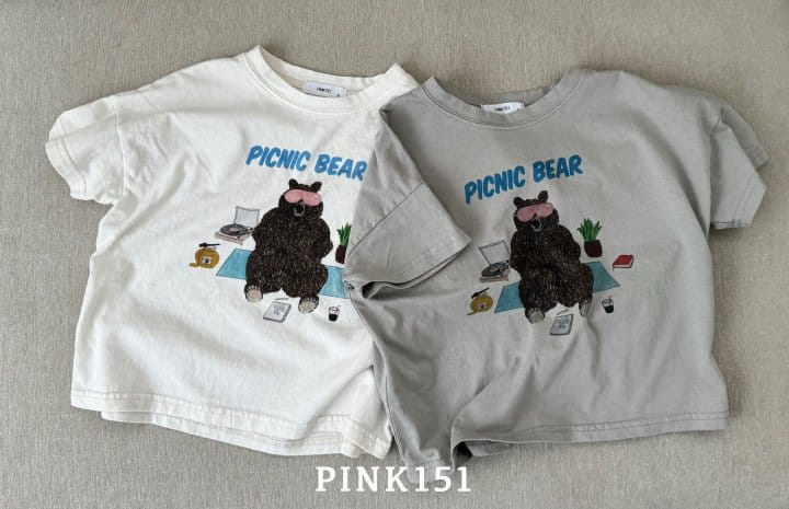 Pink151 - Korean Children Fashion - #kidsshorts - Picnic Bear Short Sleeve Tee - 5