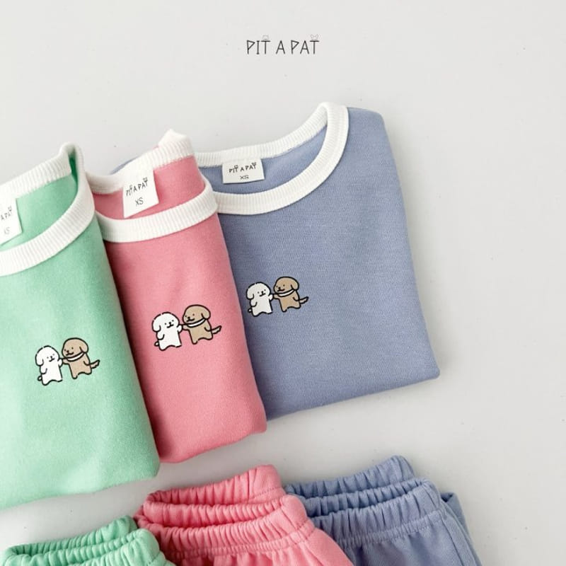 Pitapat - Korean Children Fashion - #kidsshorts - Puppy High Five Top Bottom Set