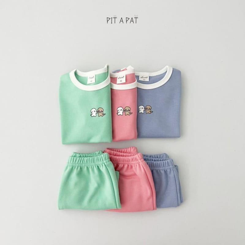 Pitapat - Korean Children Fashion - #kidsstore - Puppy High Five Top Bottom Set - 2