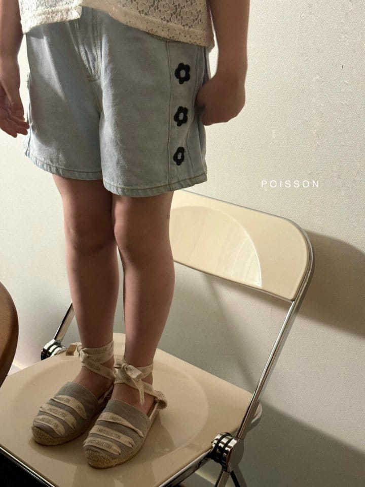 Poisson - Korean Children Fashion - #designkidswear - Daisy Embroidery Shorts - 9