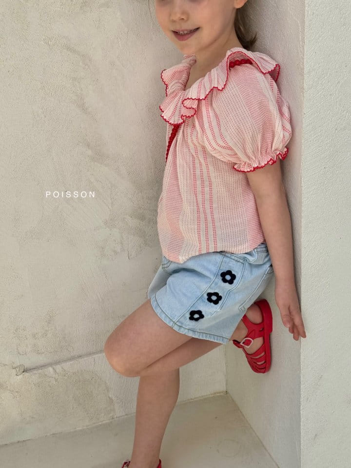 Poisson - Korean Children Fashion - #magicofchildhood - Daisy Embroidery Shorts - 3
