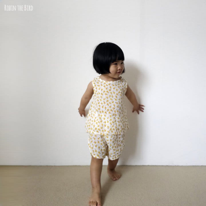 Saerobin - Korean Children Fashion - #Kfashion4kids - Grapefruit Sleeveless Top Bottom Set - 2