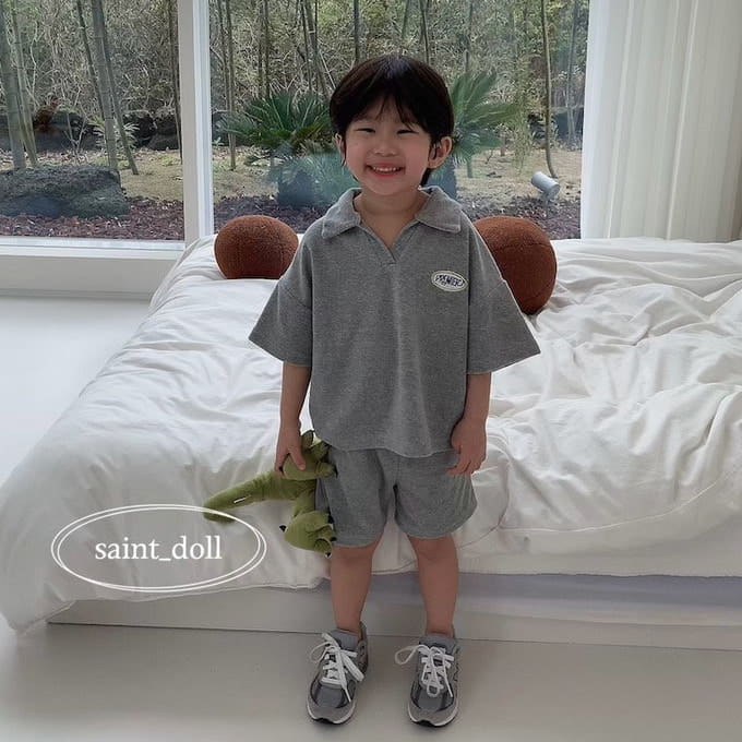 Saint Doll - Korean Children Fashion - #designkidswear - Wappen Terry Top Bottom Set